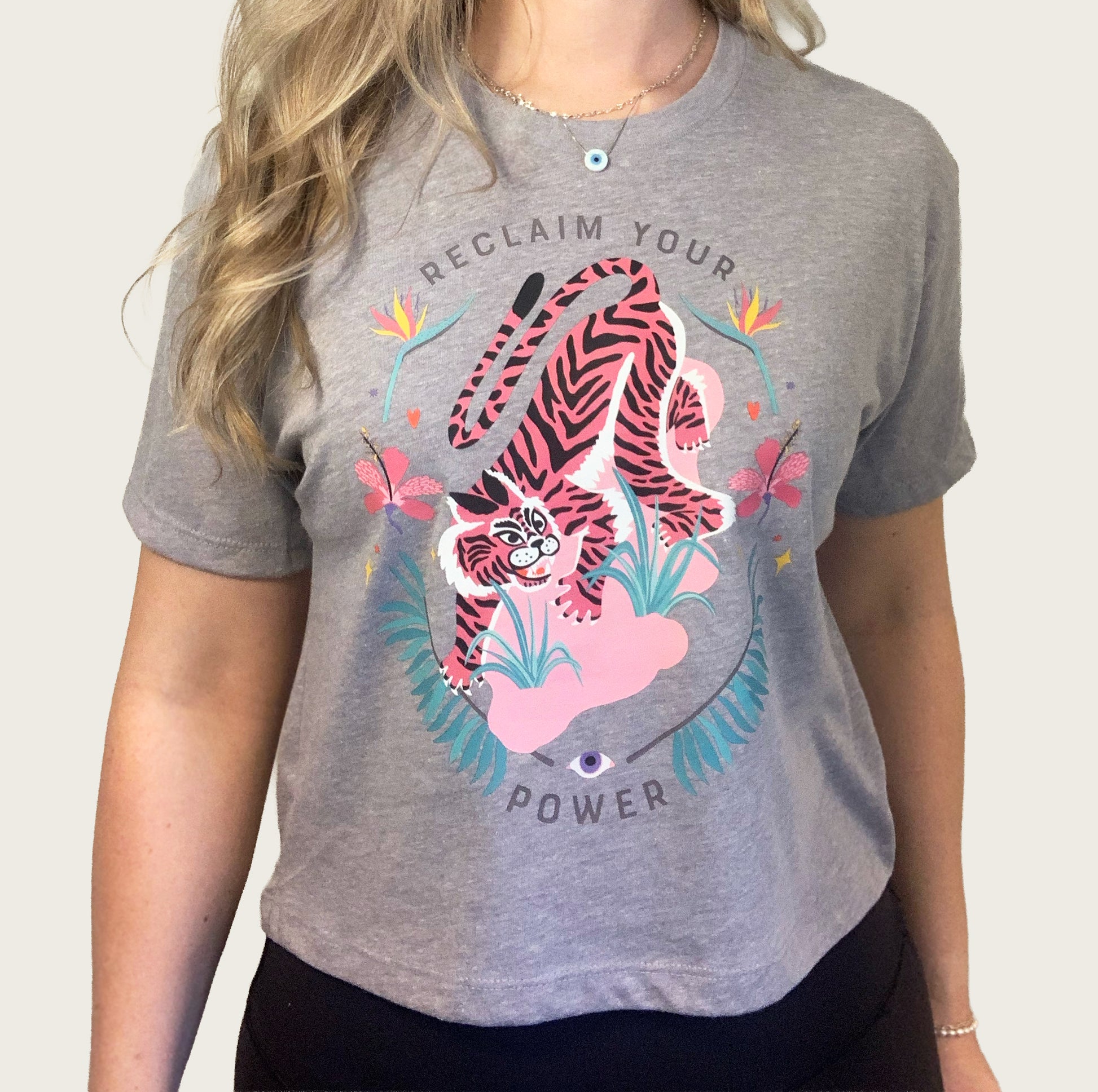Reclaim Your Power, Pink Tiger - White T-Shirt
